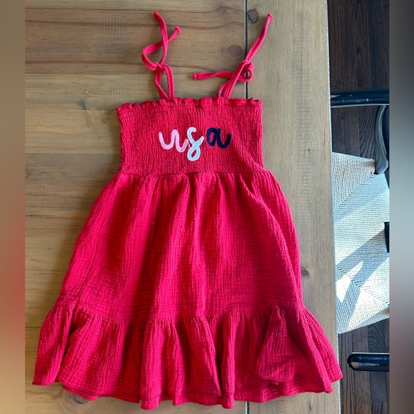 Other - Red USA Smocked Sundress with Ruffle Hem